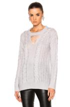 Prabal Gurung Cashmere Silk Knit V-neck Fisherman Pullover In Gray