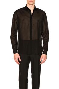 Saint Laurent Micro Polka Dot Shirt In Black