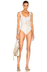 Marysia Swim Palm Springs Tie Maillot Swimsuit In Metallics,neutrals