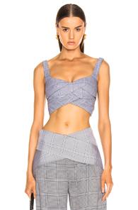 Dion Lee Double Faced Check Bustier In Blue,plaid
