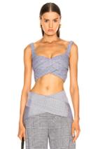 Dion Lee Double Faced Check Bustier In Blue,plaid