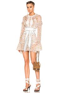 Philosophy Di Lorenzo Serafini Long Sleeve Mini Dress In Floral,neutrals