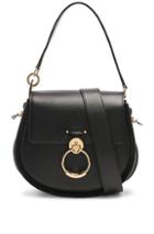 Chloe Medium Tess Shiny Calfskin Shoulder Bag In Black