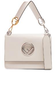 Fendi Logo Flap Bag In Gray,white