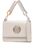 Fendi Logo Flap Bag In Gray,white