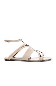 Oscar De La Renta Lexina Patent Leather & Suede Sandals In Neutrals