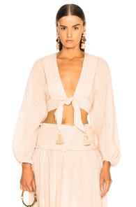 Zimmermann Bayou Tie Front Top In Neutrals