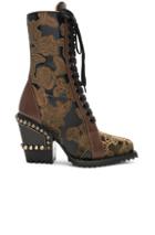 Chloe Rylee Baroque Velvet Lace Up Boots In Brown,floral