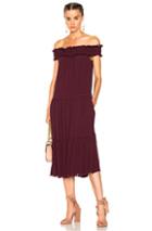 Raquel Allegra Off Shoulder Shirred Dress In Purple
