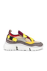 Chloe Colorblock Sneakers In Pink,yellow,white