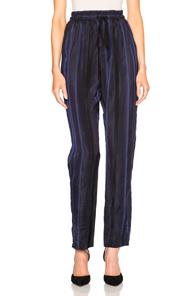 3.1 Phillip Lim Tapered Elastic Waist Lounge Pants In Stripes,blue