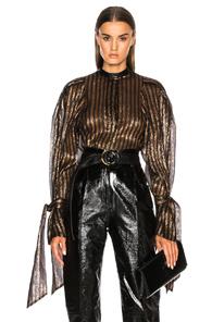 Petar Petrov Ethel Blouse In Black,metallics,stripes