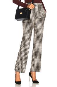 Victoria Beckham Kick Leg Trousers In Checkered & Plaid,blue,neutrals
