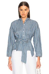 Citizens Of Humanity Steffy Tie Top In Blue,stripes