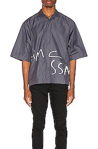 Oamc Numeral Print Shirt In Black,stripes
