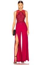 Zuhair Murad Embellished Slit Leg Jumpsuit In Red
