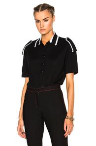 Burberry Prorsum Merino Epaulette Polo In Black