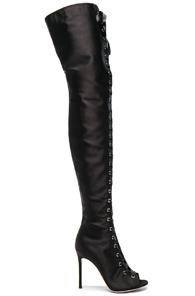 Gianvito Rossi Satin Marie Lace Up Boots In Black