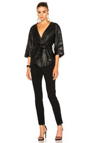 Smythe Washed Leather Kimono Jacket In Black
