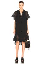 Chloe Cotton Crepon Gauze Ruffle Dress In Black