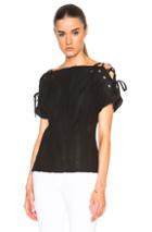 Thakoon Lace Up Sleeve Top In Black