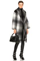 T By Alexander Wang Oversized Shawl Coat In Black,gray,checkered & Plaid