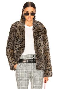 Rta Saffron Fur Coat In Animal,brown