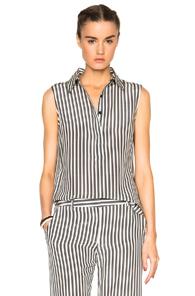 Jenni Kayne Sleeveless Henley Top In Stripes,black