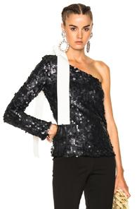 Msgm All Over Sequins Top In Black