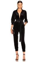 Norma Kamali Turtle Raglan Velvet Jumpsuit In Black
