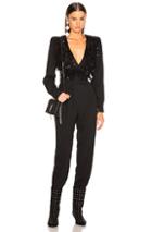 Alessandra Rich Embellished Lace Top Jumpsuit In Black