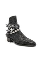 Amiri Glitter Bandana Buckle Boots In Black,metallic