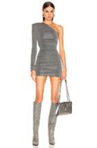 Redemption Dramed Check Mini Dress In Gray,metallic