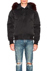 Kenzo Technical Nylon Parka With Fur Hood In Black