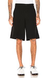 Comme Des Garcons Homme Plus Ester Serge Mottled Stripe Shorts In Blue,stripes