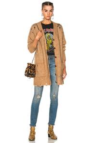 R13 Ripped Cardigan In Brown