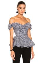 Caroline Constas Artemis Bustier Top In Black,checkered & Plaid,white