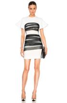 David Koma Flounce Sleeve Tulle Bandage Dress In White,black,stripes