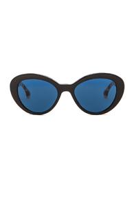 Prada Round Logo Temple Sunglasses In Black