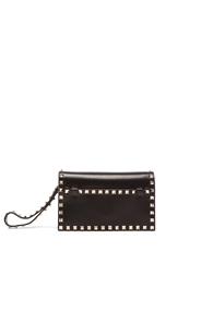 Valentino Rockstud Small Clutch In Black