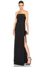 Kaufmanfranco Crepe & Bugle Strapless Gown In Black