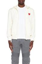 Comme Des Garcons Play Zip Poly Hoodie With Red Emblem In Neutrals