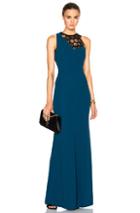 Roland Mouret Tolson Hexagonal Embroidered Lace Gown In Blue
