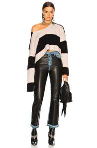 Amiri Wide Stripe Cropped Sweater In Black,gray,stripes
