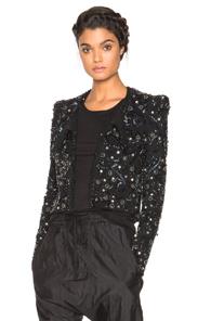 Isabel Marant Felipe Embroidered Spencer Jacket In Black,metallics