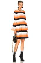 Fendi Striped Long Sleeve Mini Dress In Orange,stripes