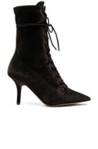 Yeezy Season 5 Velvet Lace Up Boots In Brown