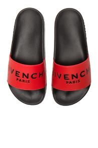 Givenchy Printed Rubber Slide Sandals In Red