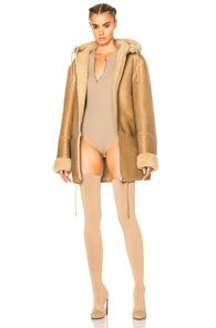 Yeezy Season 3 Hooded Lamb Shearling Jacket In Neutrals