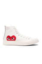 Comme Des Garcons Play Large Emblem High Top Canvas Sneakers In White